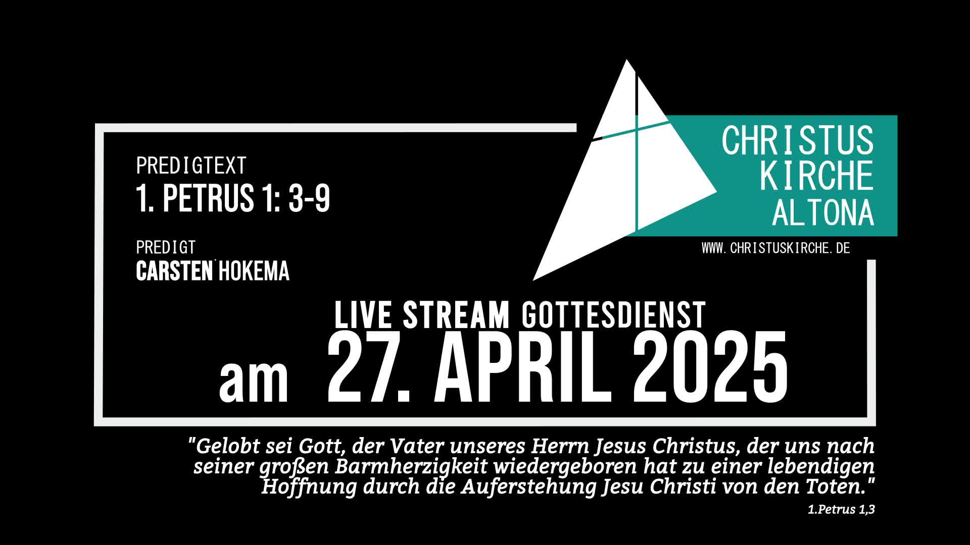 Gottesdienst am 27. April 2025 aus der Christuskirche Altona