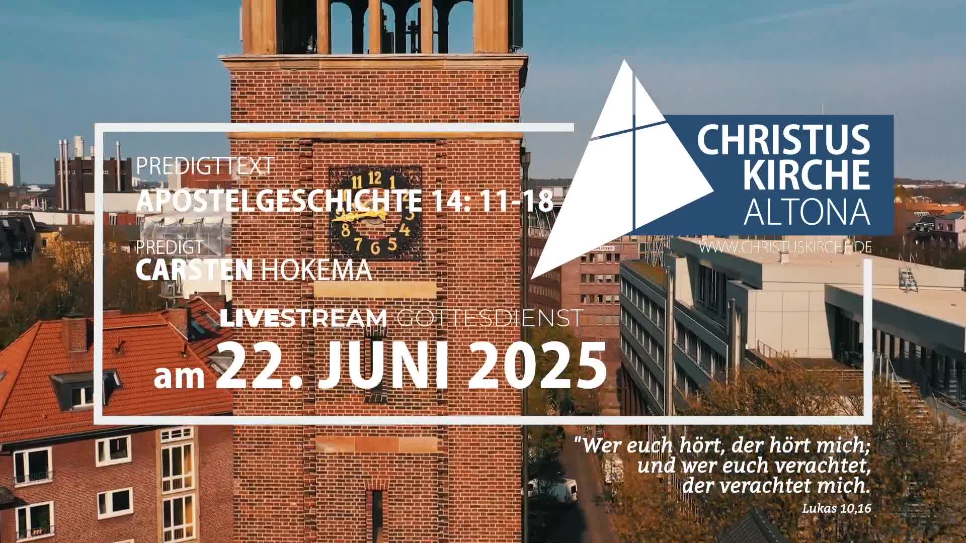 Gottesdienst am 22. Juni 2025 aus der Christuskirche Altona