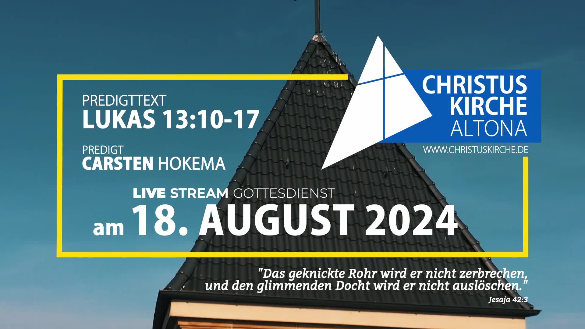 Gottesdienst am 18. August 2024 aus der Christuskirche Altona